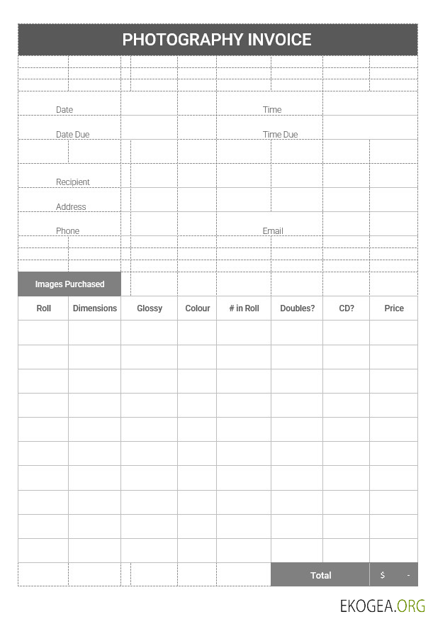 Modèle de facture de photographie imprimable